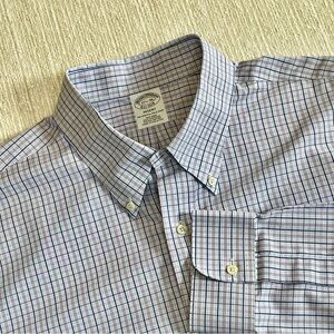 Brooks Brothers Blue and White Plaid Button-Down Shirt
